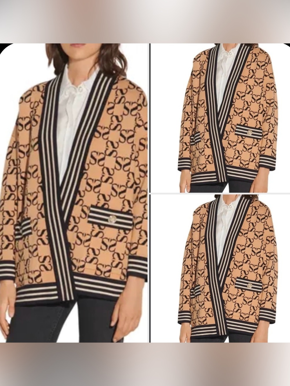 Sandro RON REVERSIBLE Monogram CARDIGAN OVERSIZED size Fr 2 NWOT
